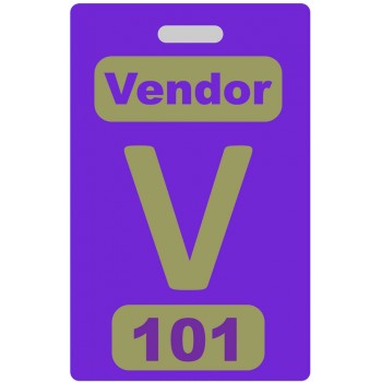 Custom Printed Numbered Purple PVC Vendor Badges + Strap Clips - 10 pack